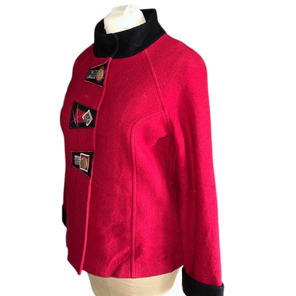 Icelandic Design Red 100% Boiled Wool Jacket Snap Front Women’s Size L Nordic - Picture 9 of 10